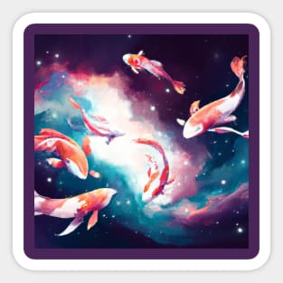 Koi Fish Swim Through the Cosmos Sticker